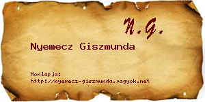 Nyemecz Giszmunda névjegykártya